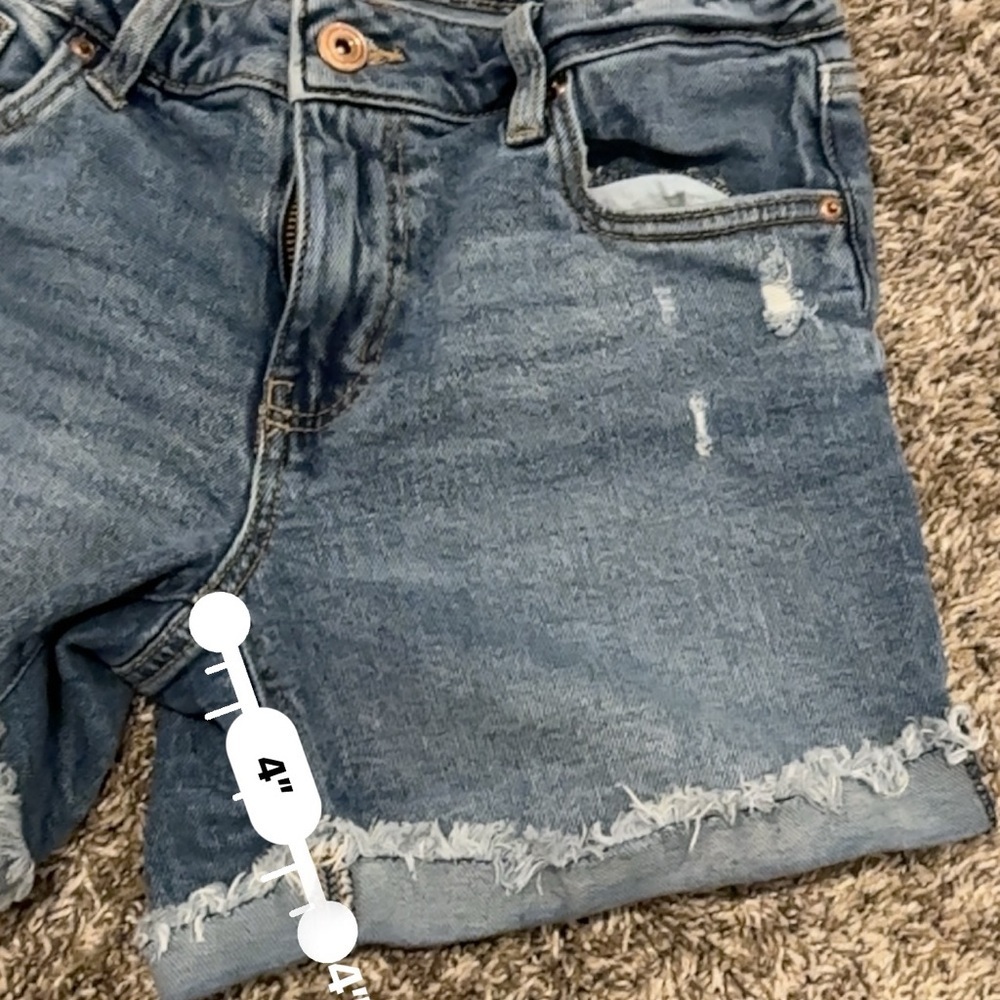 Celebrity Pink Blue Jean Shorts with Distressed Cut-Off Style - Picture 8 of 9